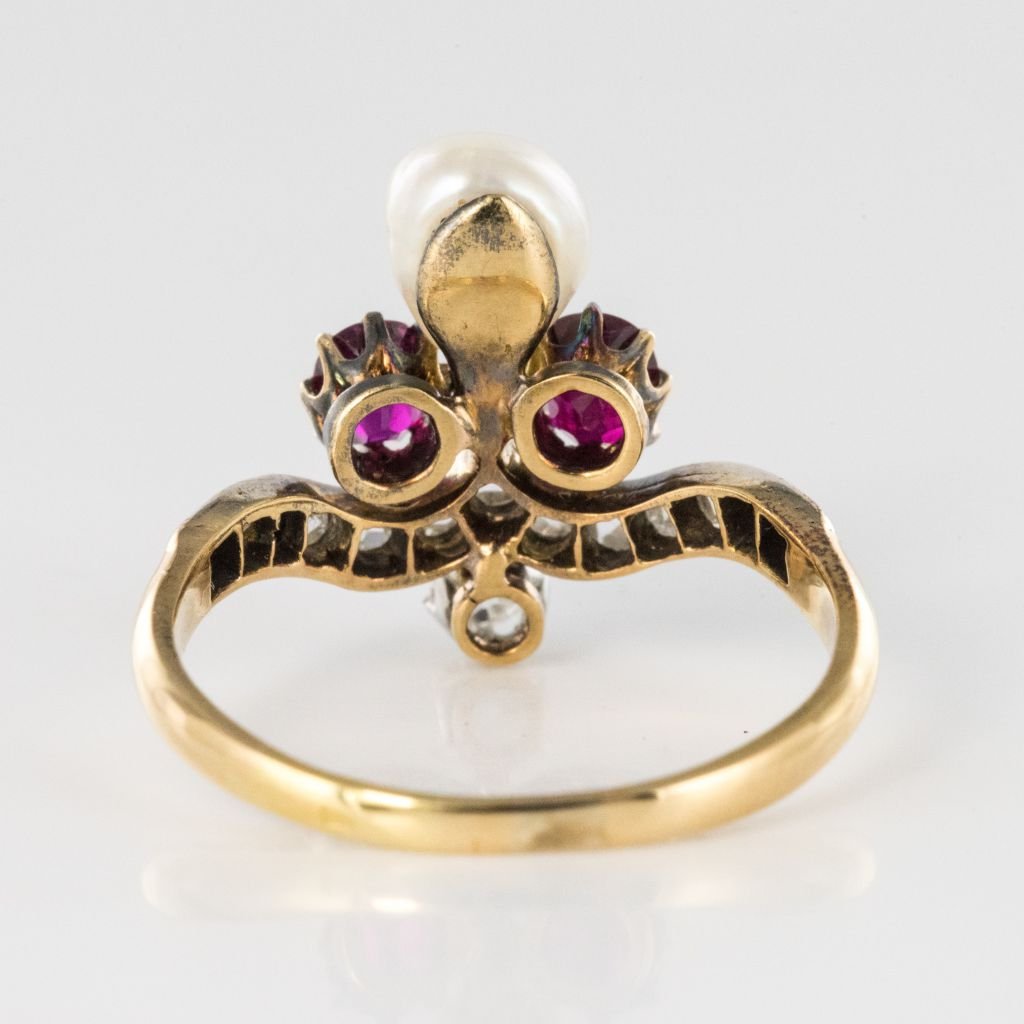 Ring Former Duchess Ruby Diamonds And Fine Pearl-photo-4