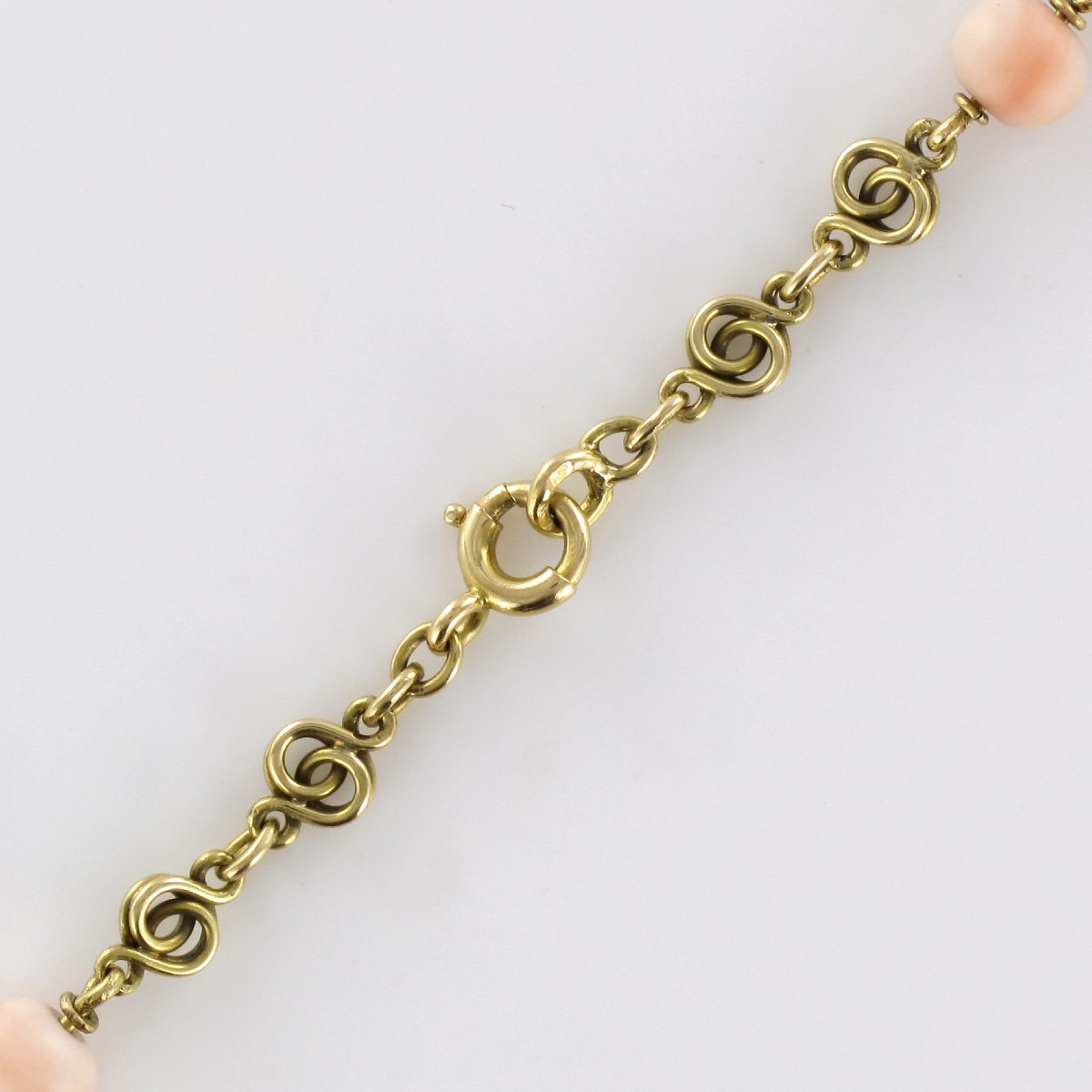 Collier Ancien Négligé Corail Peau d'Ange Et Diamants-photo-7