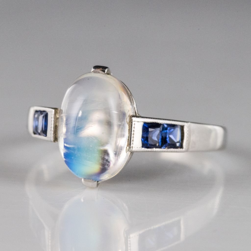 Ring Of Moonstone And Sapphires-photo-4