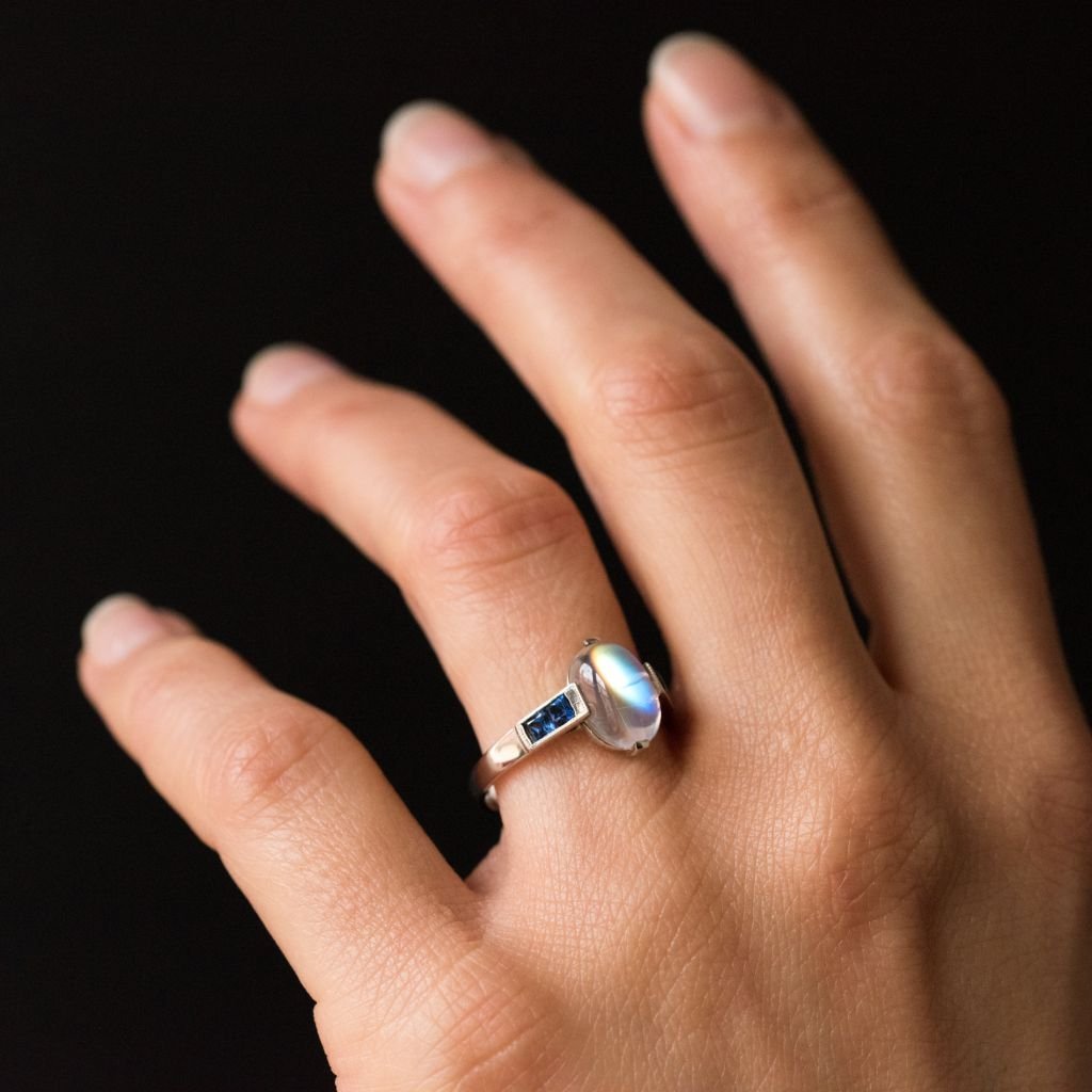 Ring Of Moonstone And Sapphires-photo-1