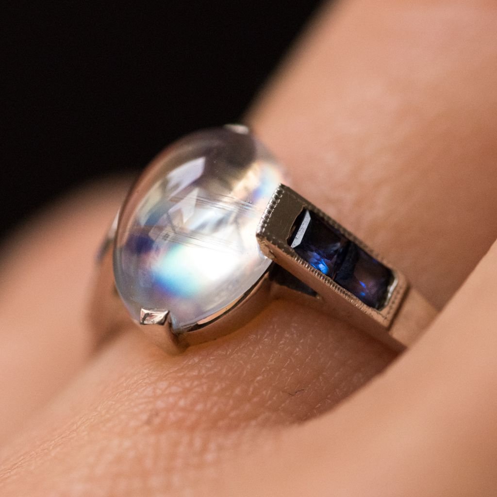 Ring Of Moonstone And Sapphires-photo-3