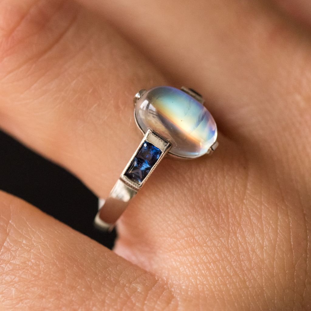 Ring Of Moonstone And Sapphires-photo-4