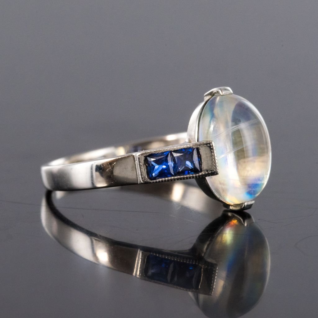 Ring Of Moonstone And Sapphires-photo-7