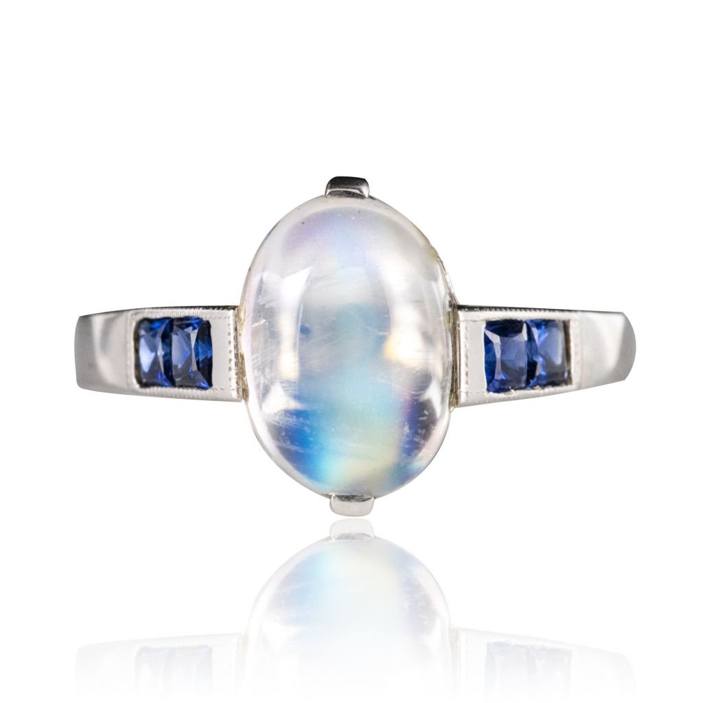 Ring Of Moonstone And Sapphires