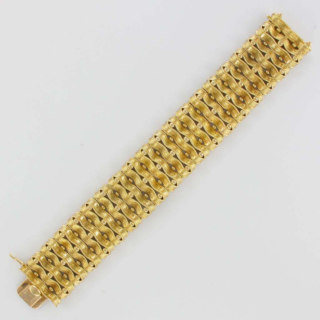 Old Bracelet In Yellow Gold Articulated-photo-3