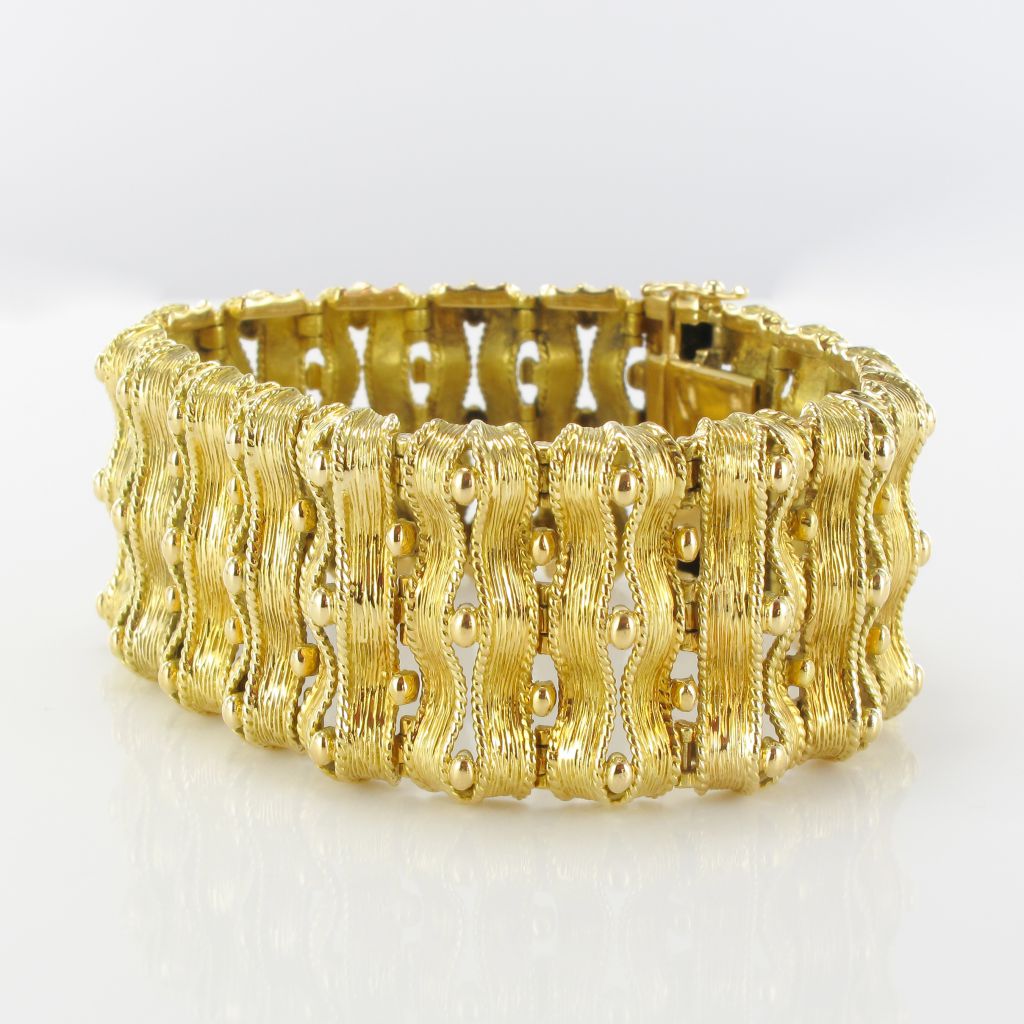 Old Bracelet In Yellow Gold Articulated-photo-2