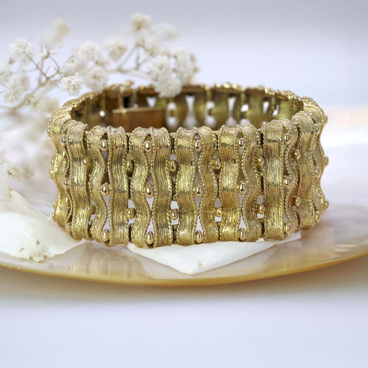 Bracelet Ancien En Or Jaune Articulé-photo-7