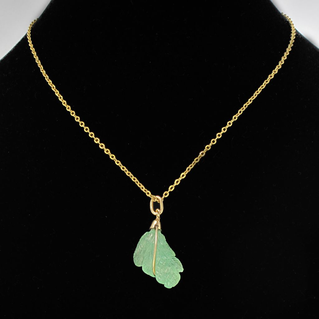 Pendentif Emeraude Gravée Or-photo-3