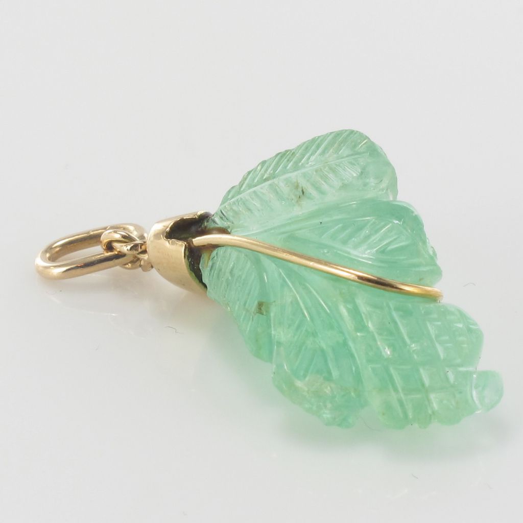 Pendentif Emeraude Gravée Or-photo-2