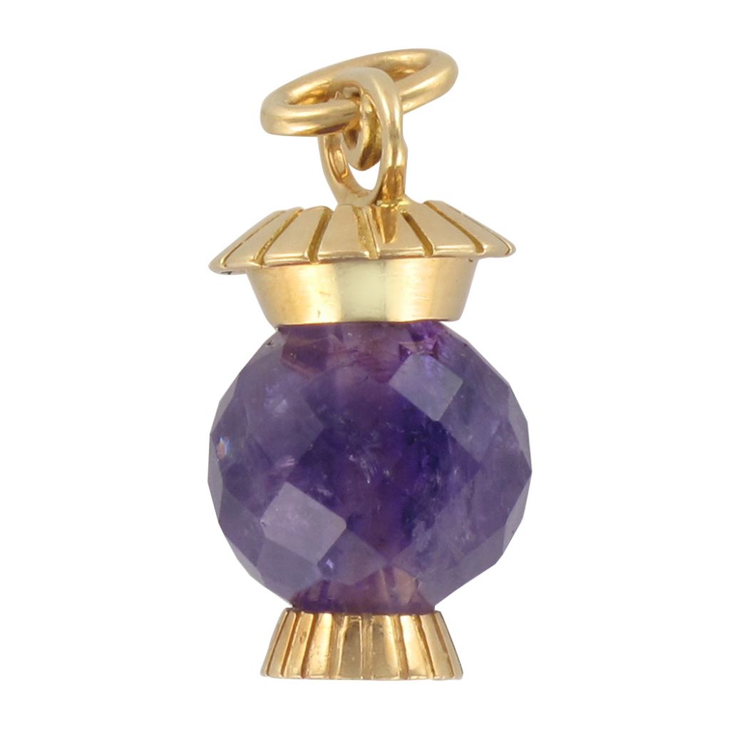 Pendant Amethyst Faceted And Gold Lantern