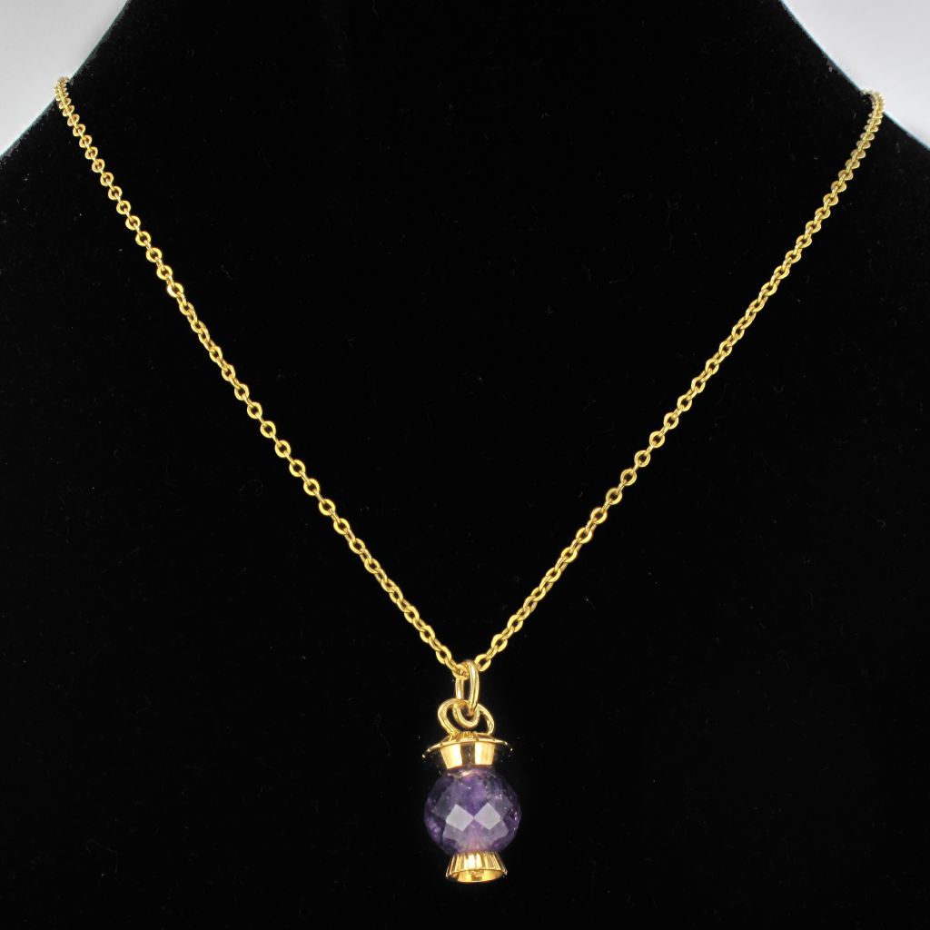 Pendant Amethyst Faceted And Gold Lantern-photo-3