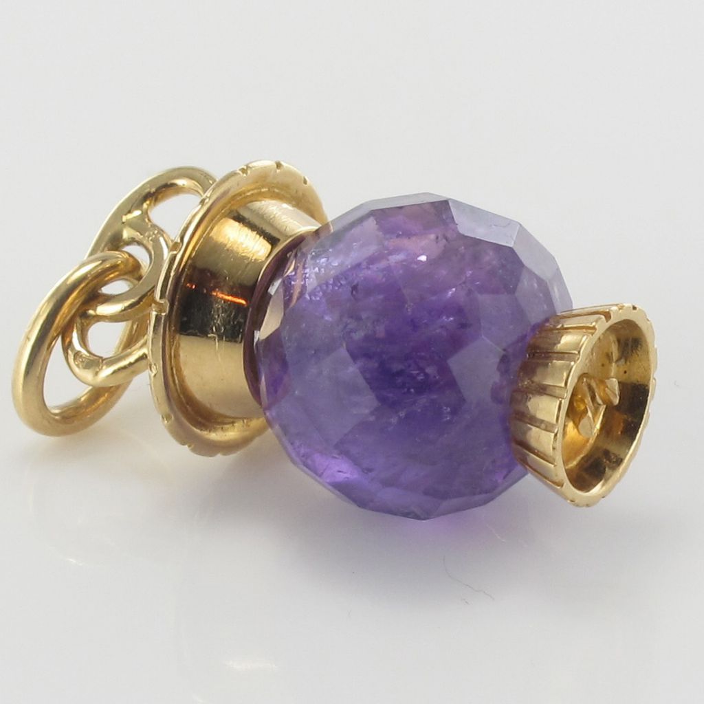 Pendant Amethyst Faceted And Gold Lantern-photo-1