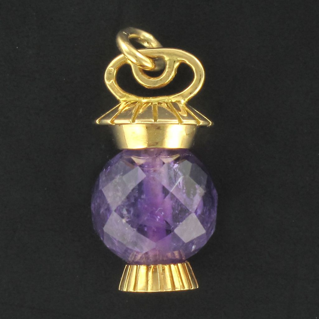 Pendant Amethyst Faceted And Gold Lantern-photo-3