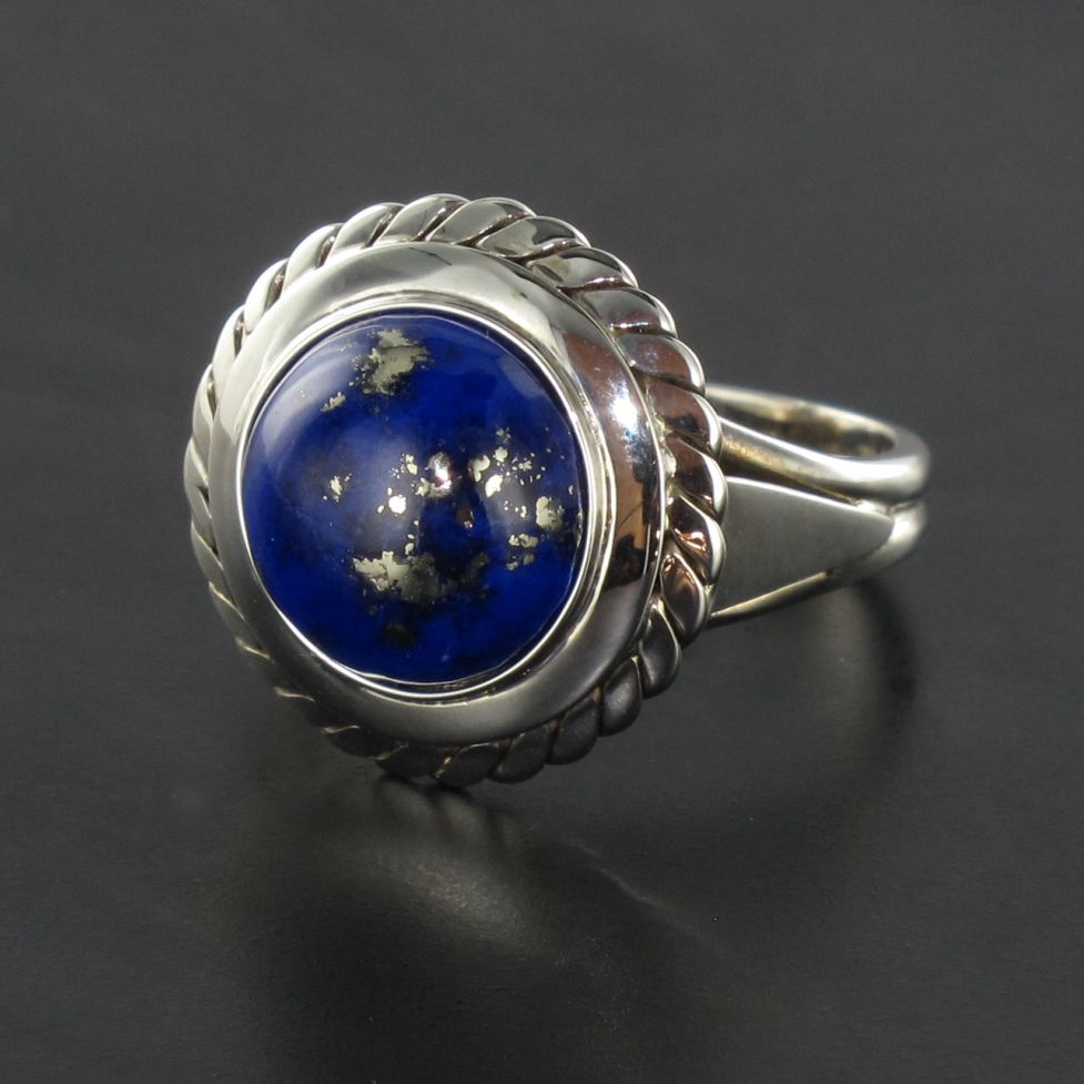 Bague Lapis Lazuli Or Blanc Vintage-photo-3