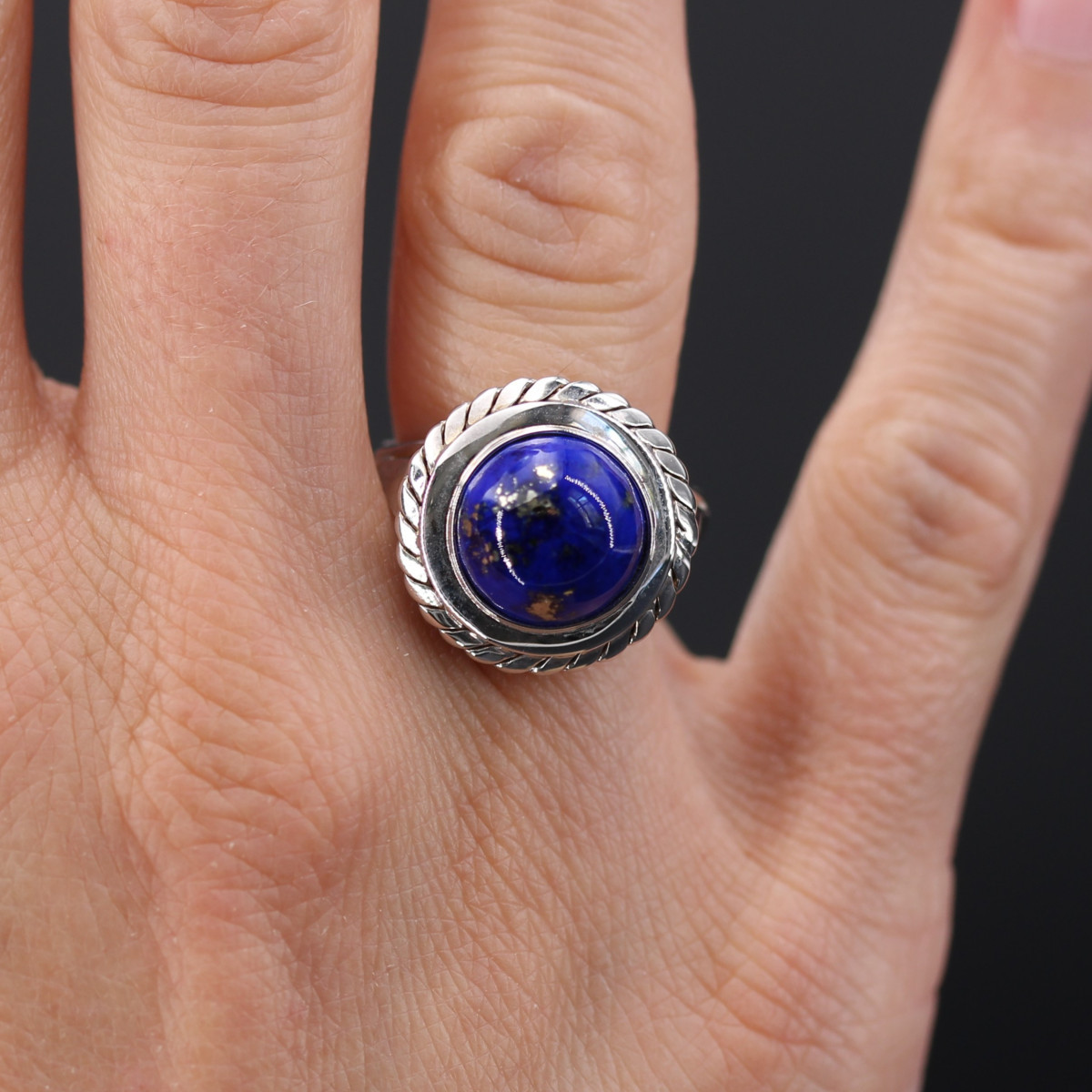 Vintage White Gold Lapis Lazuli Ring-photo-1