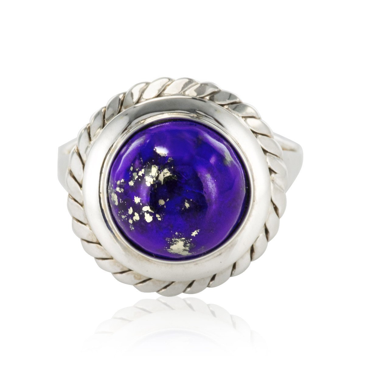 Bague Lapis Lazuli Or Blanc Vintage