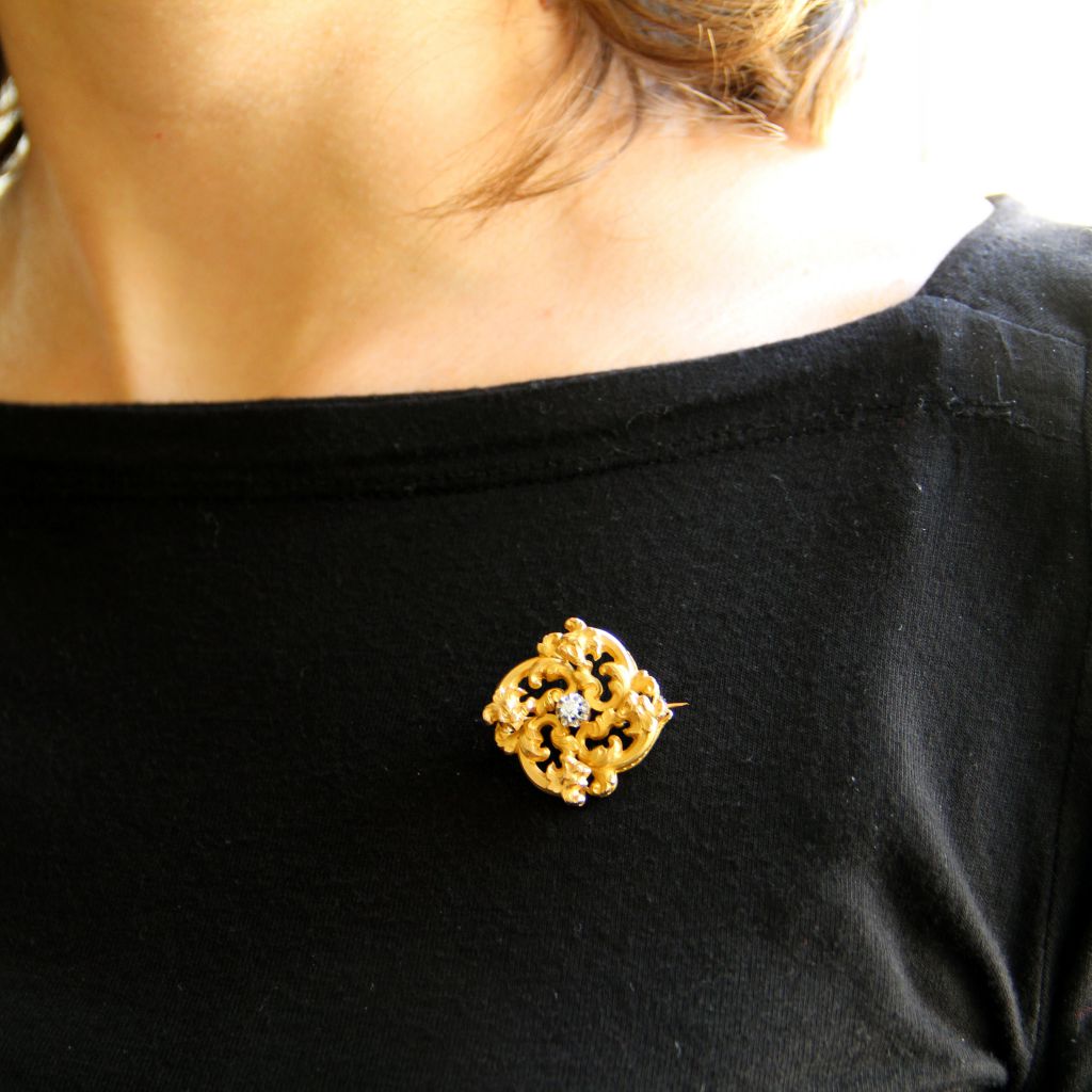 Broche Ancienne Art Nouveau Diamant-photo-2