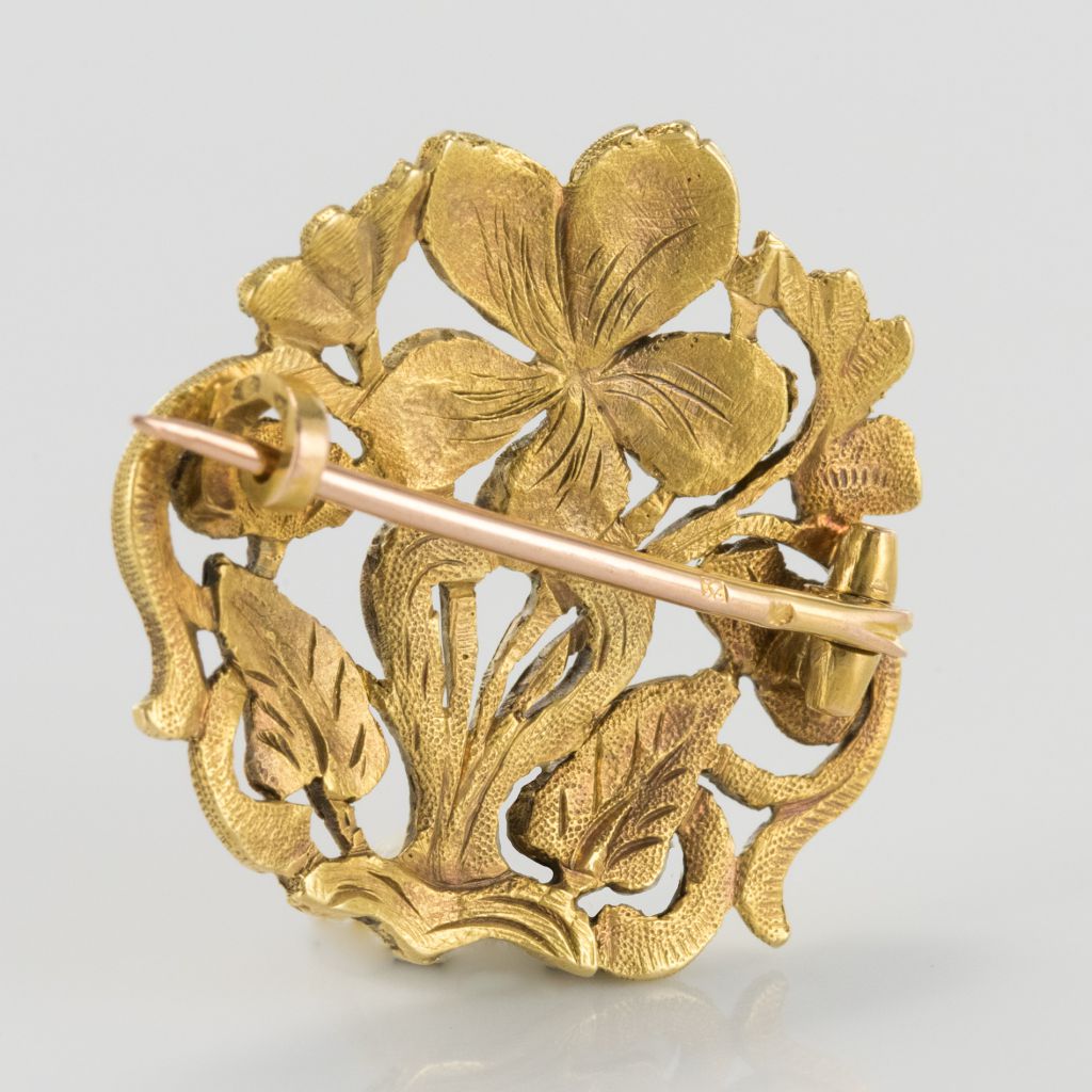 Old Gold Brooch Art Nouveau-photo-2