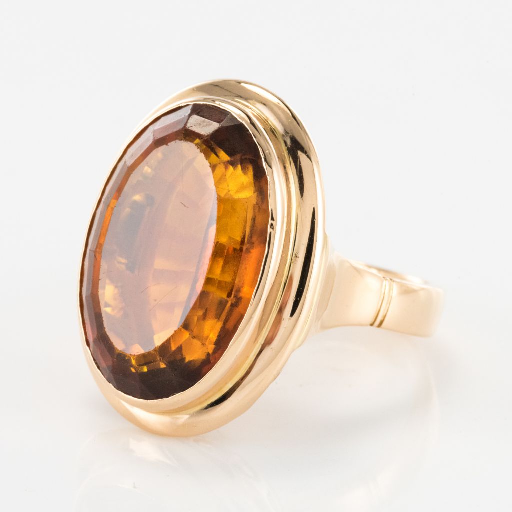 Bague Citrine Or Jaune Vintage-photo-3