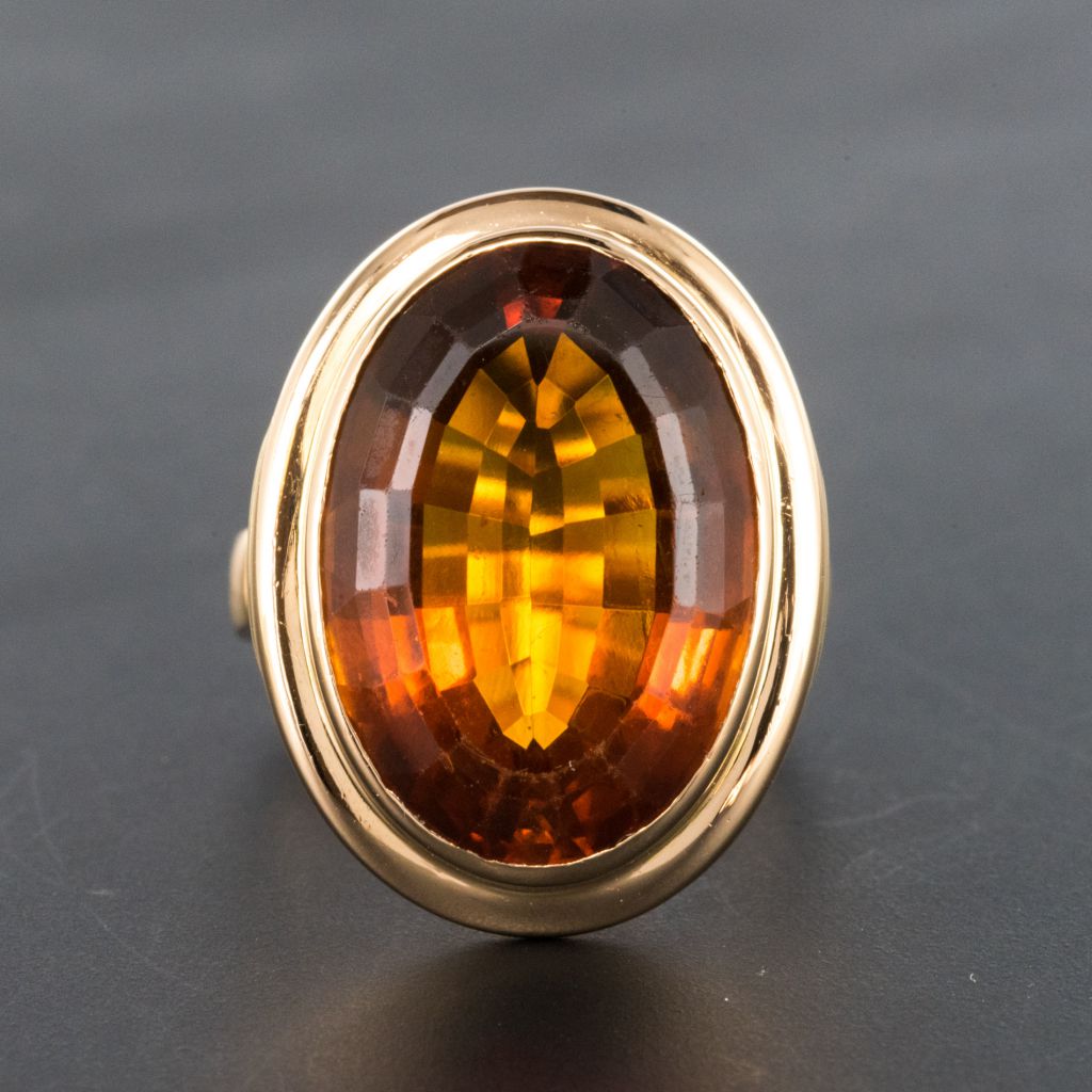 Bague Citrine Or Jaune Vintage-photo-2