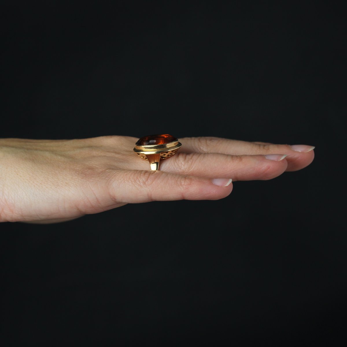 Bague Citrine Or Jaune Vintage-photo-7