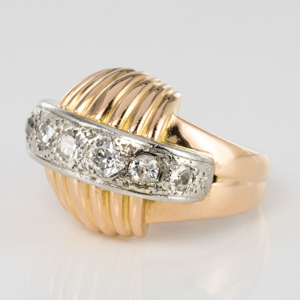 Vintage Diamonds Ring In Godrons-photo-3