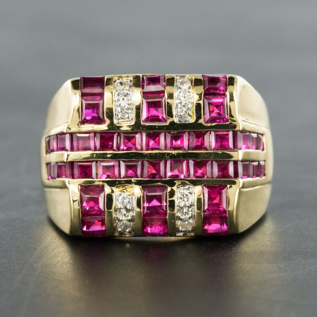 Ruby Diamonds Signet Ring-photo-2