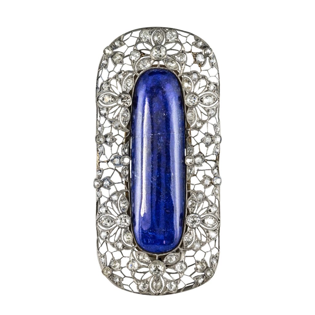 Broche Ancienne Diamants Et Lapis Lazuli