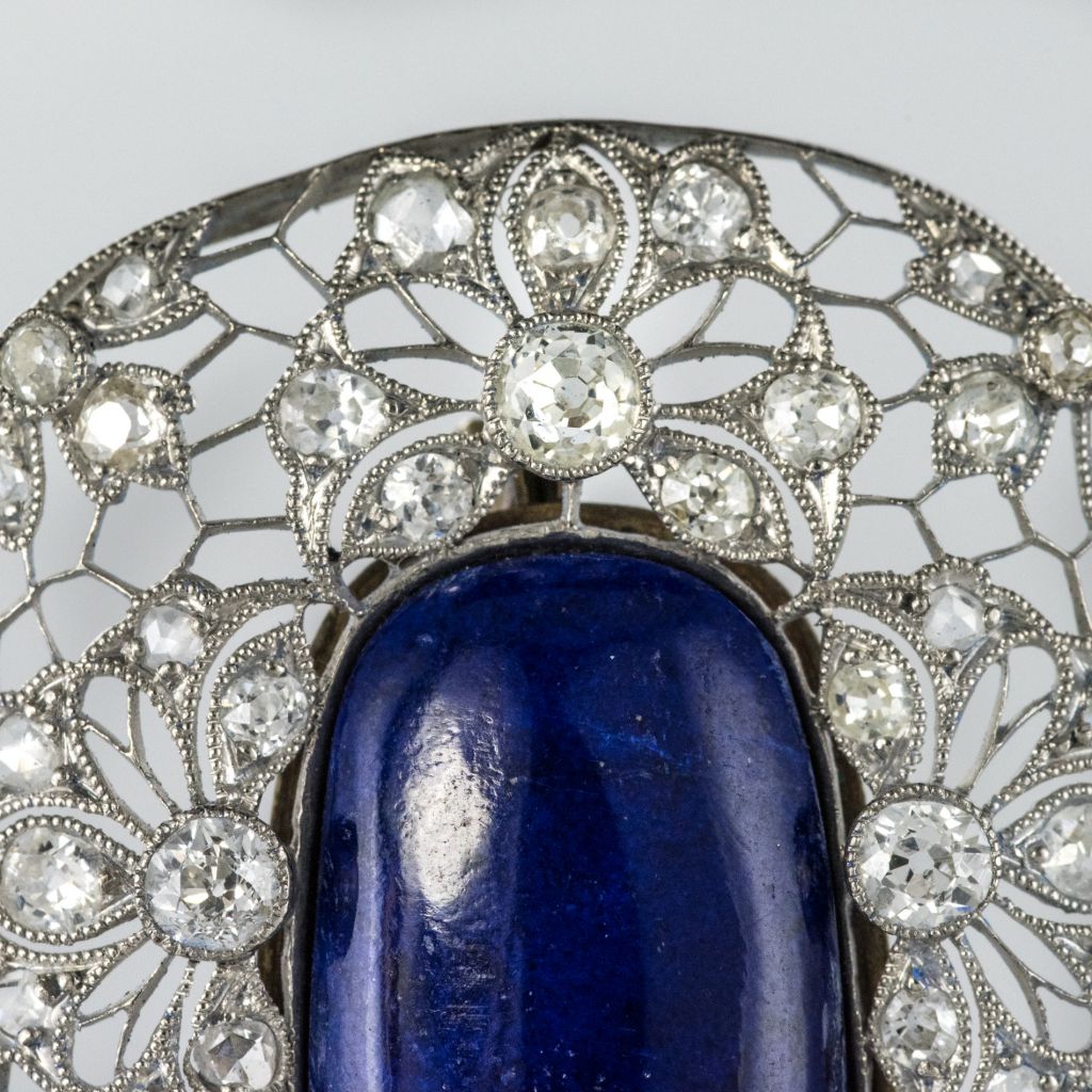 Broche Ancienne Diamants Et Lapis Lazuli-photo-4