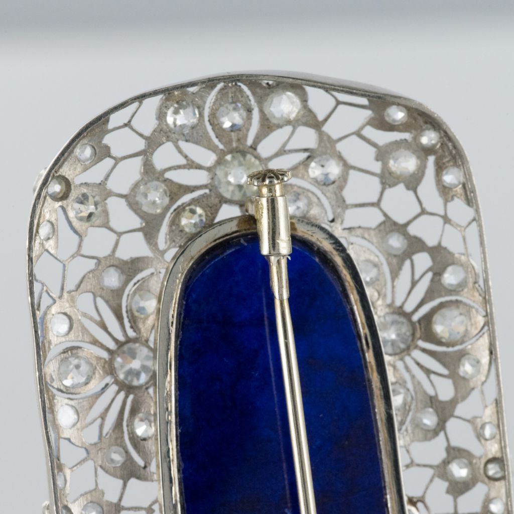 Broche Ancienne Diamants Et Lapis Lazuli-photo-4