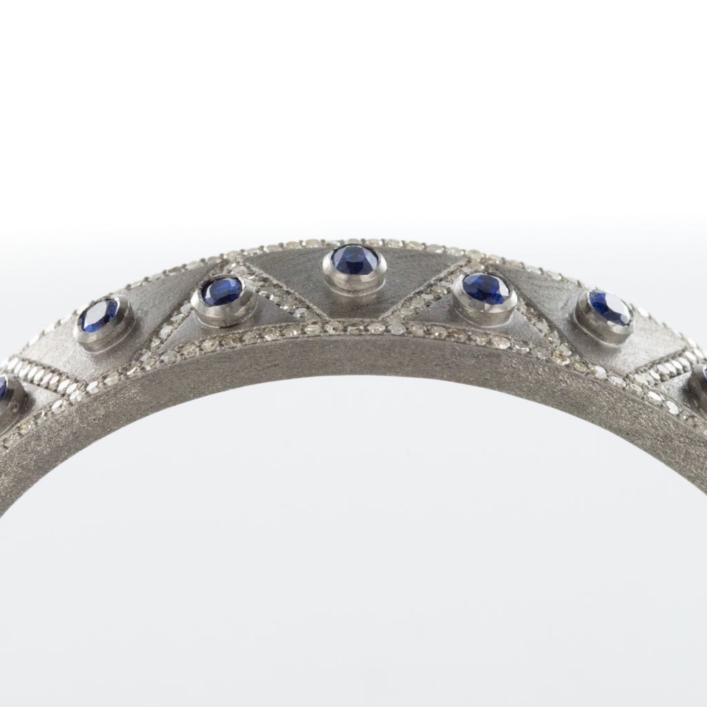 Silver Bracelet Diamonds And Cyanites-photo-3