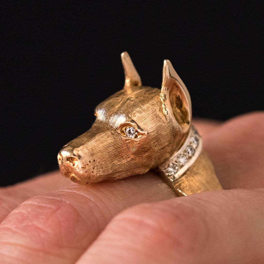 Bague Chien Et Son Collier Diamants-photo-2