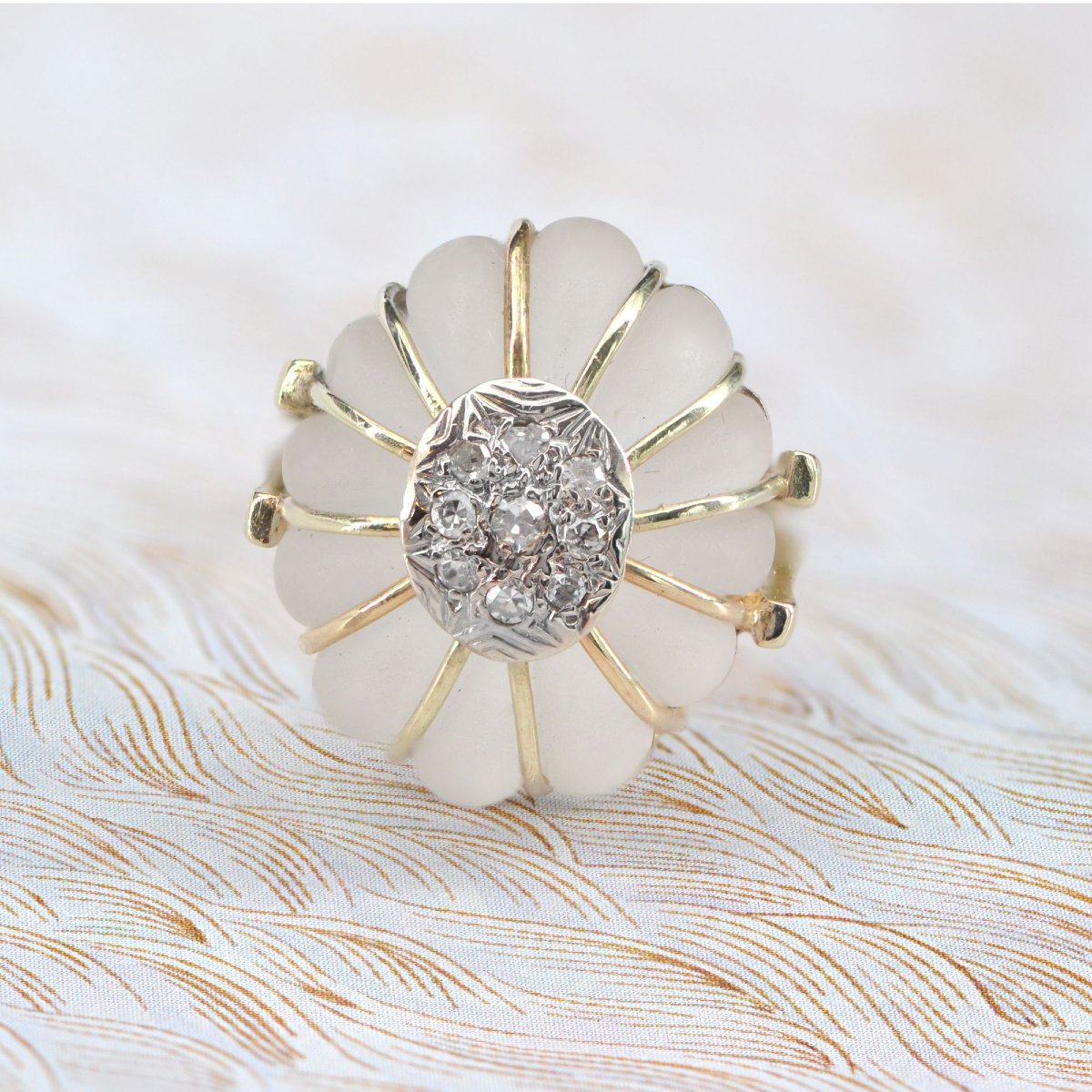 Gold Diamond Rock Crystal Ring-photo-5