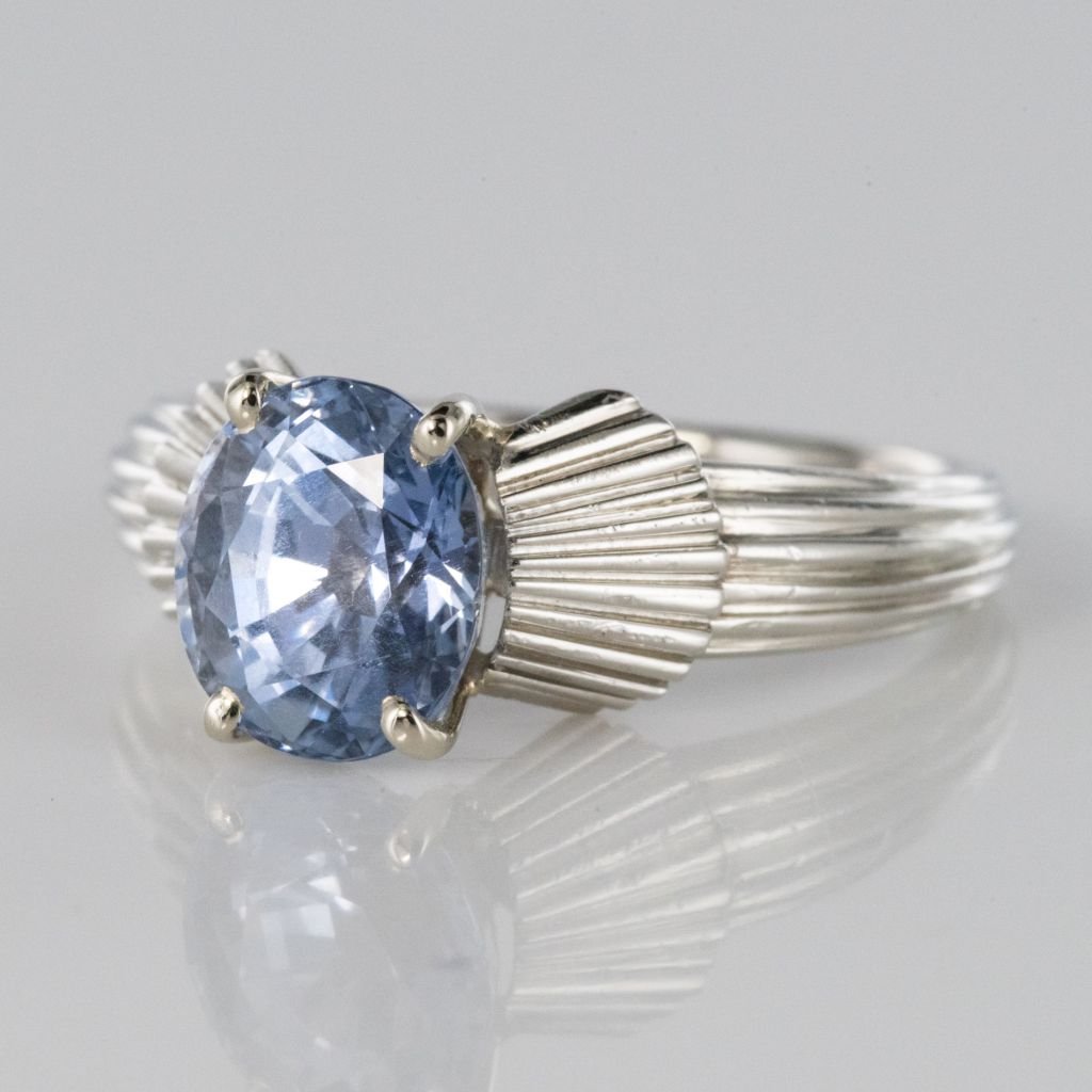 Vintage Sapphire Platinum Ring-photo-3