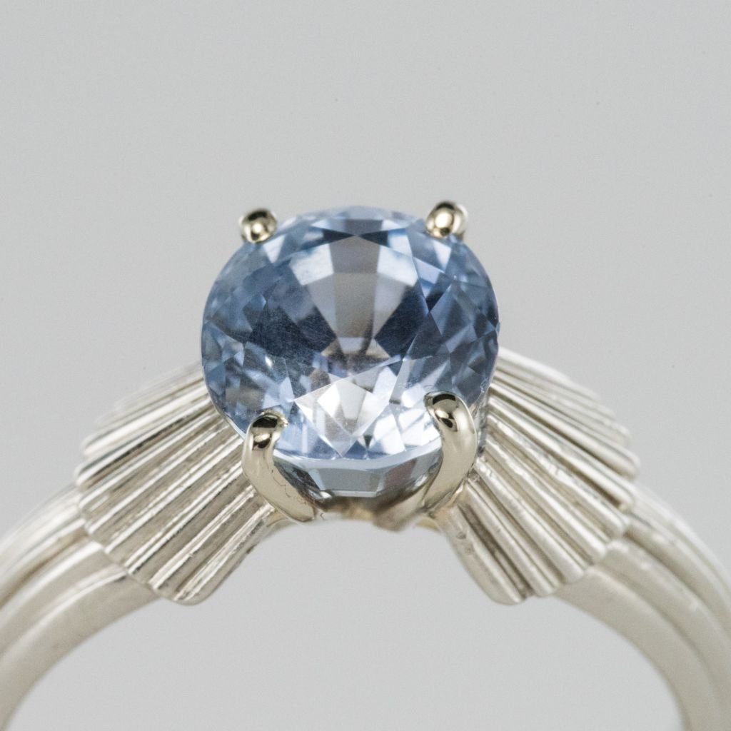 Vintage Sapphire Platinum Ring-photo-2