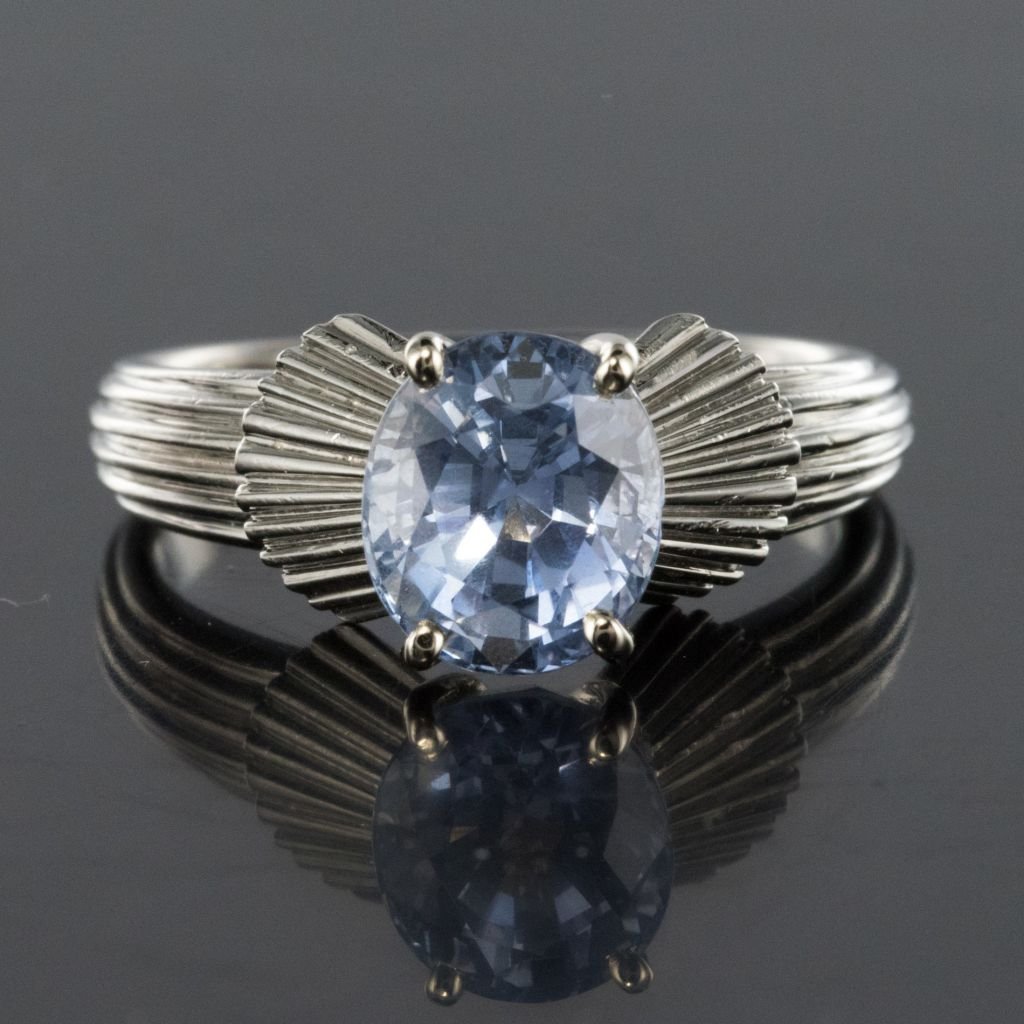 Vintage Sapphire Platinum Ring-photo-5