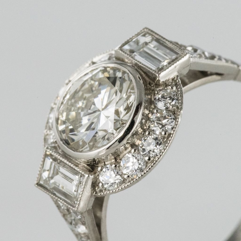New Art Deco Style Diamond Platinum Ring-photo-1