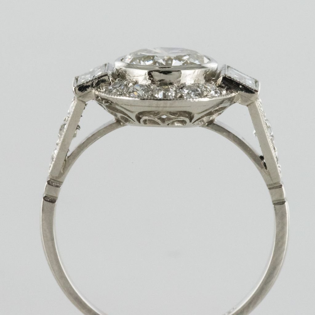 New Art Deco Style Diamond Platinum Ring-photo-2