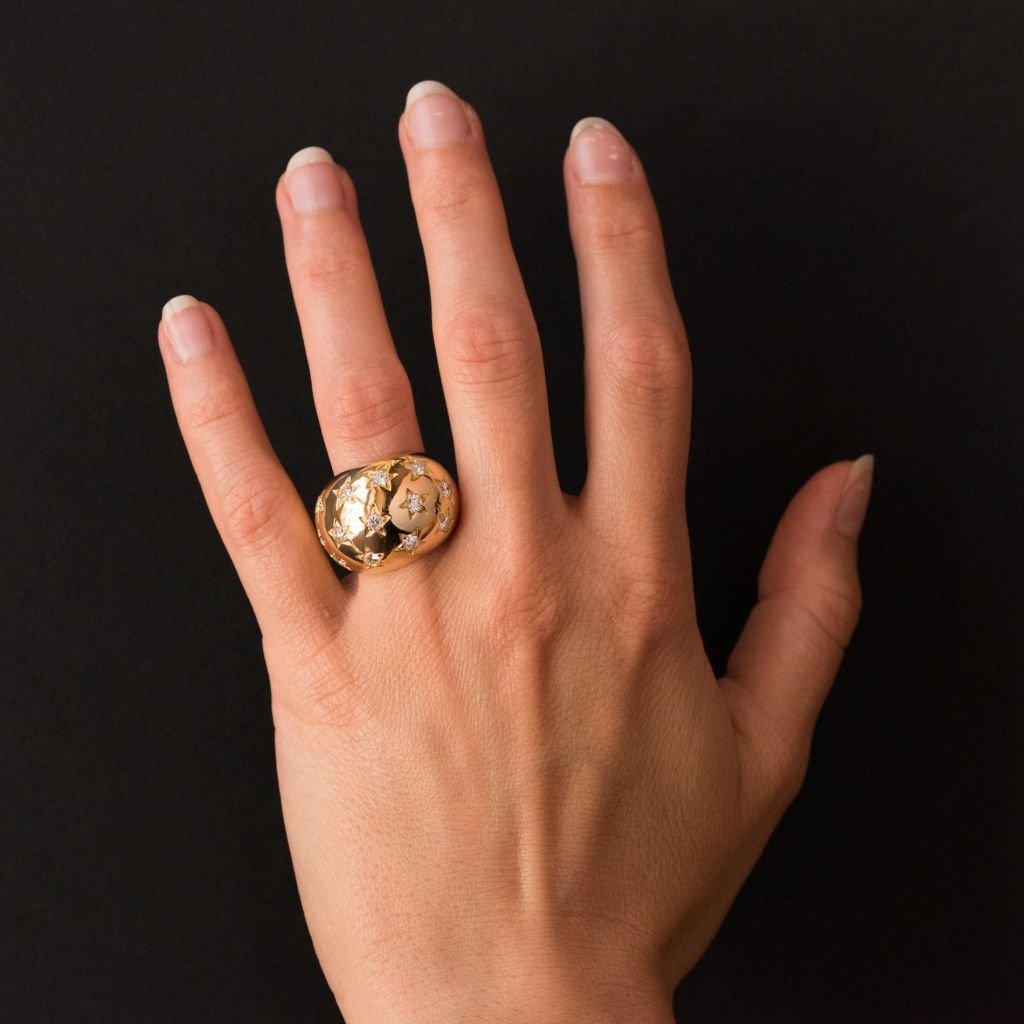 Bague dite  "constellation" diamants en sertis étoilés-photo-2