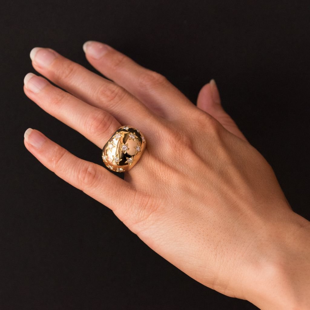 Bague dite  "constellation" diamants en sertis étoilés-photo-2