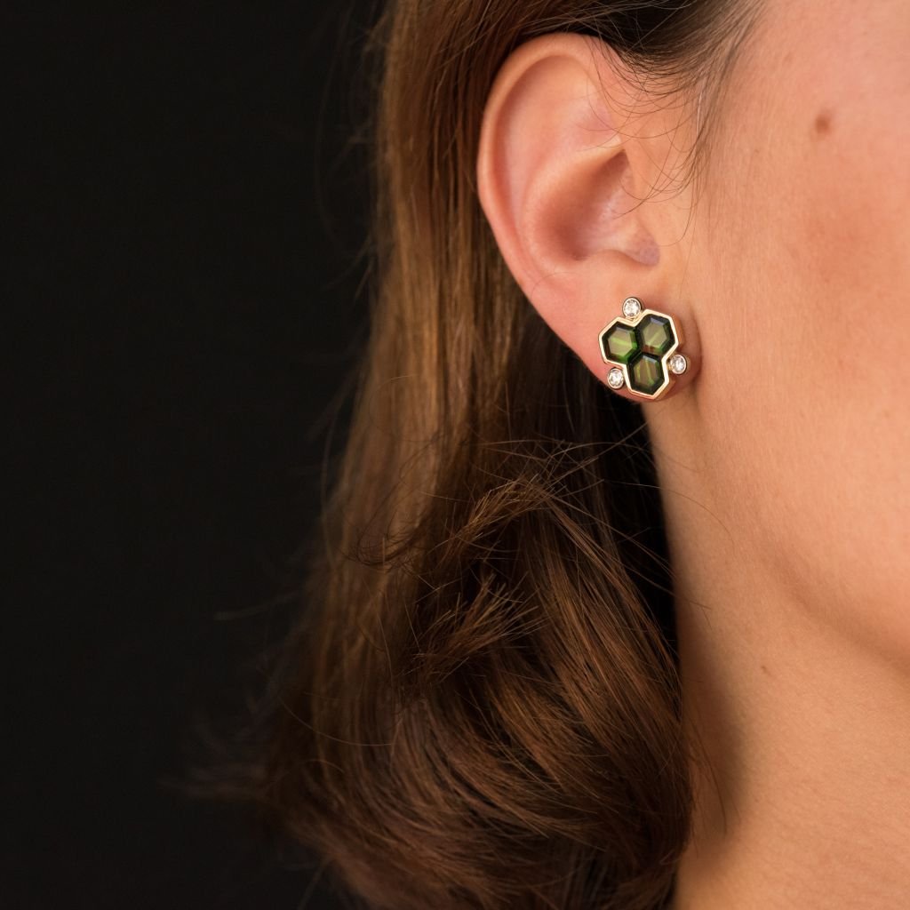 Earrings Tourmalines And Diamonds-photo-2