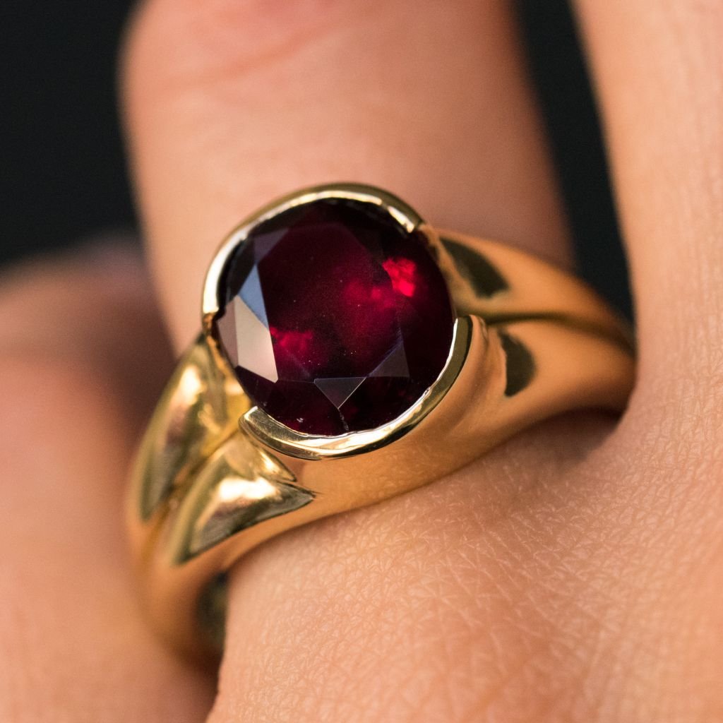 Bague Tourmaline Rubellite Or Jaune-photo-4