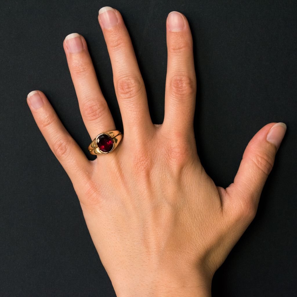 Bague Tourmaline Rubellite Or Jaune-photo-6