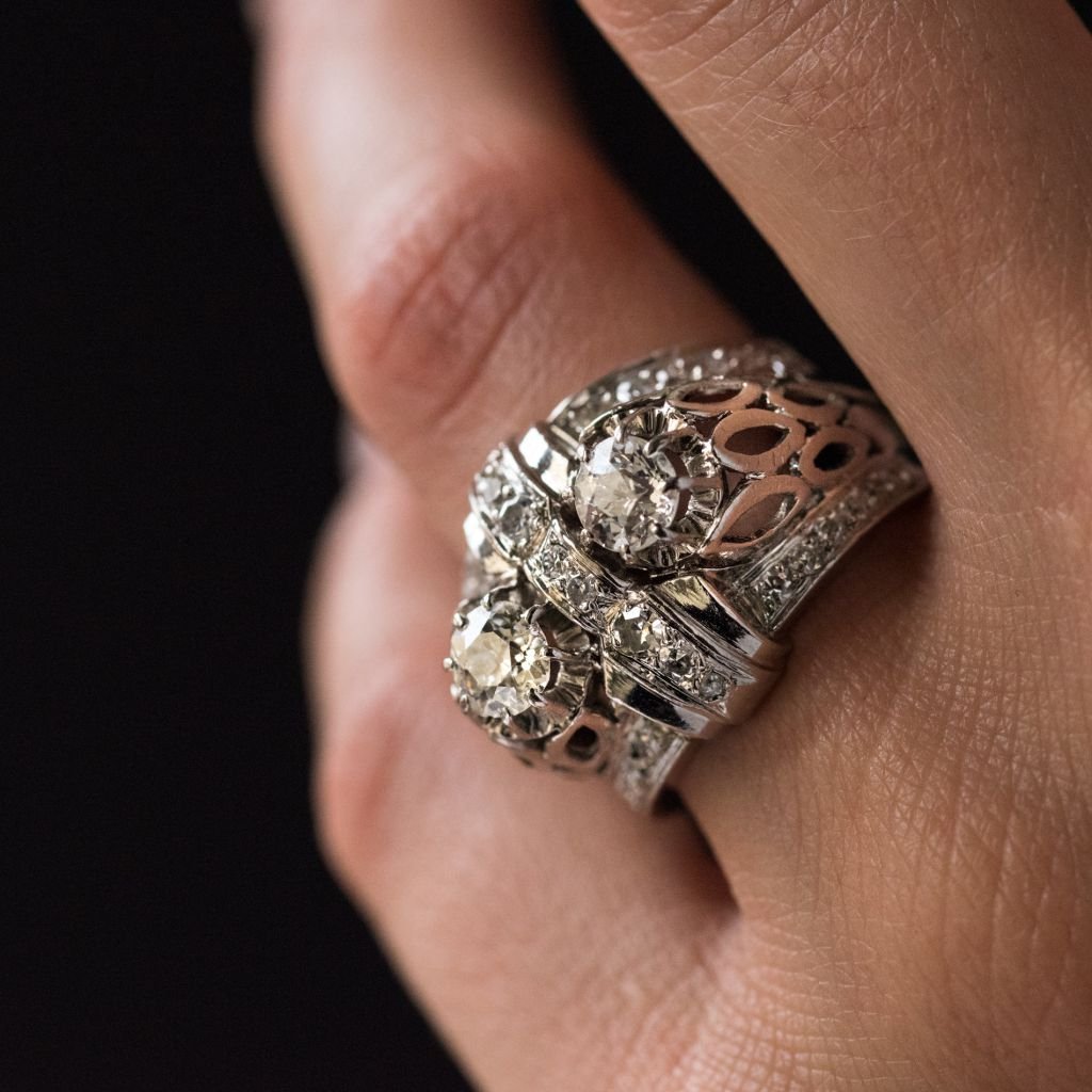 Platinum Diamonds Art Deco Ring-photo-4