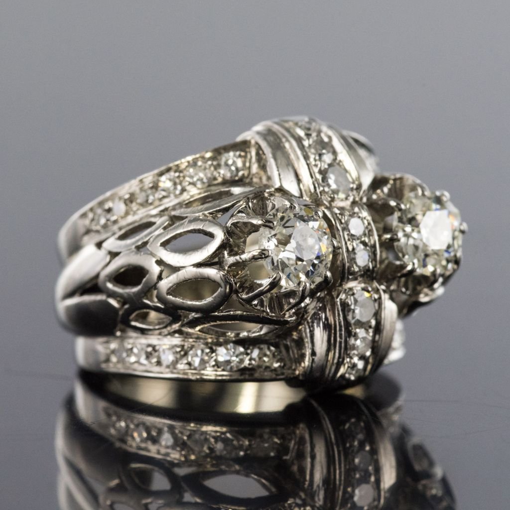 Platinum Diamonds Art Deco Ring-photo-5