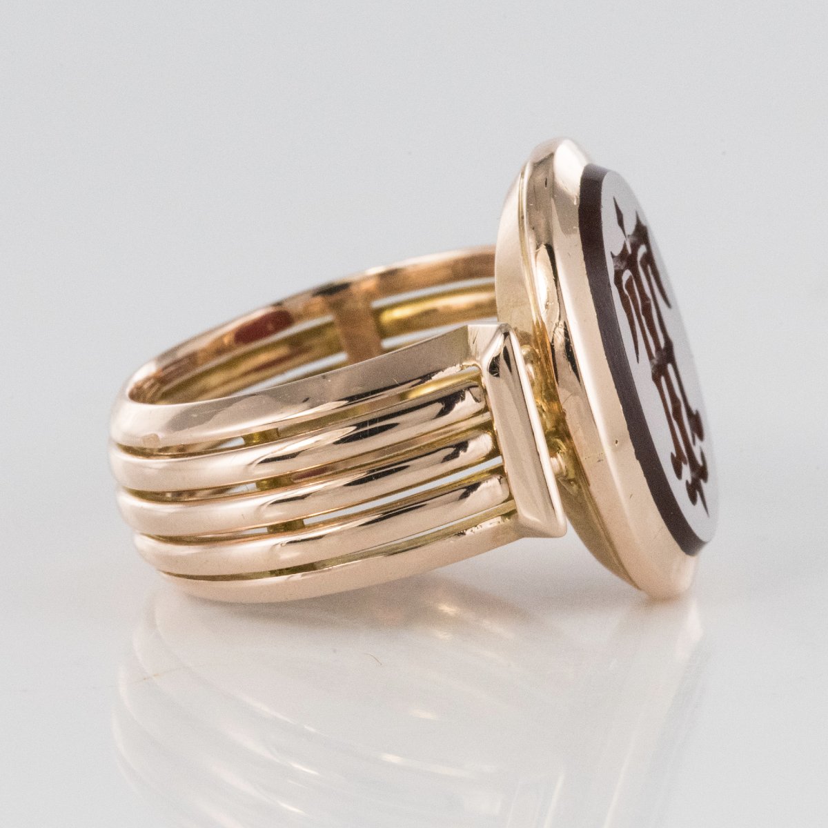 Bague Chevalière Or Et Intaille Sur Cornaline-photo-4