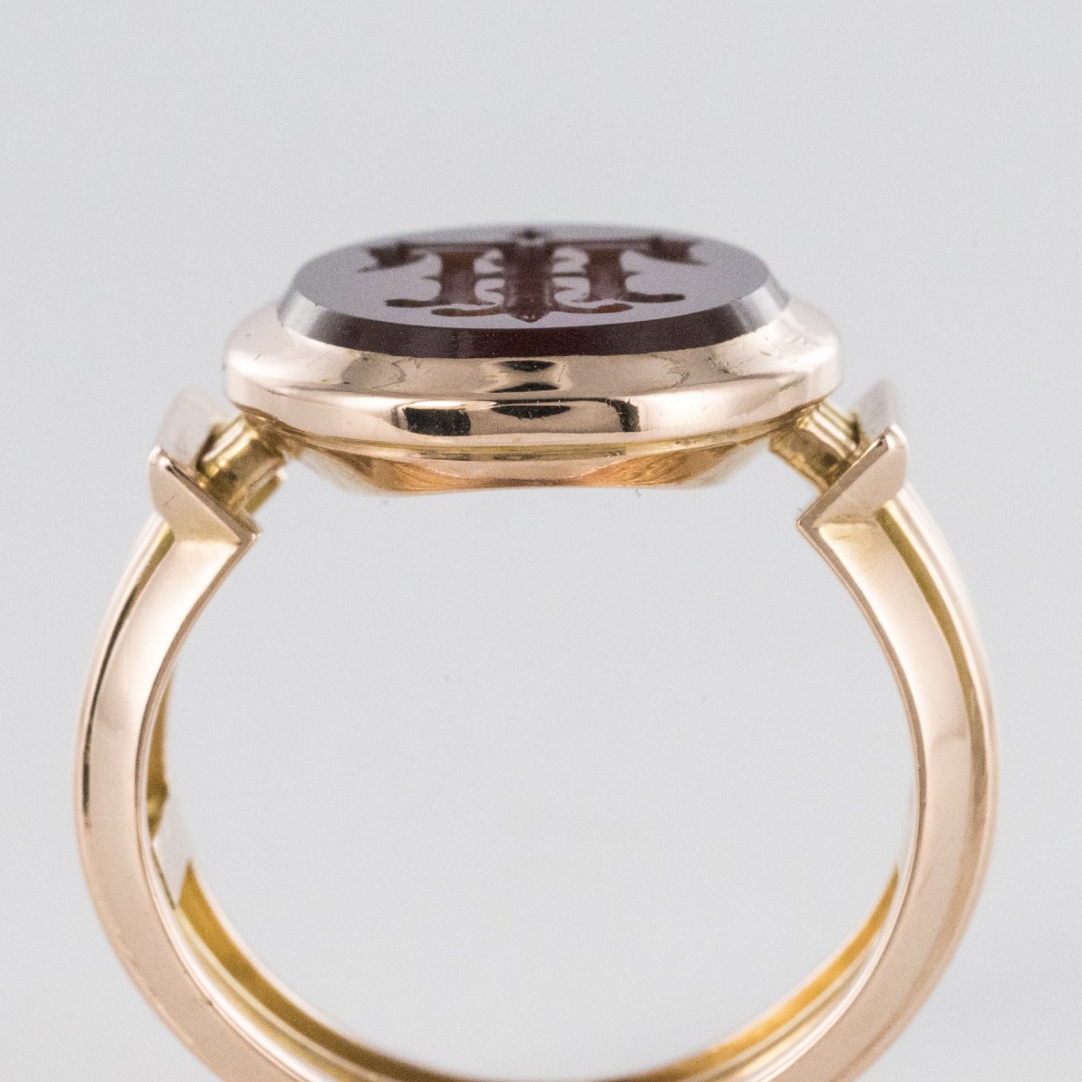 Bague Chevalière Or Et Intaille Sur Cornaline-photo-5