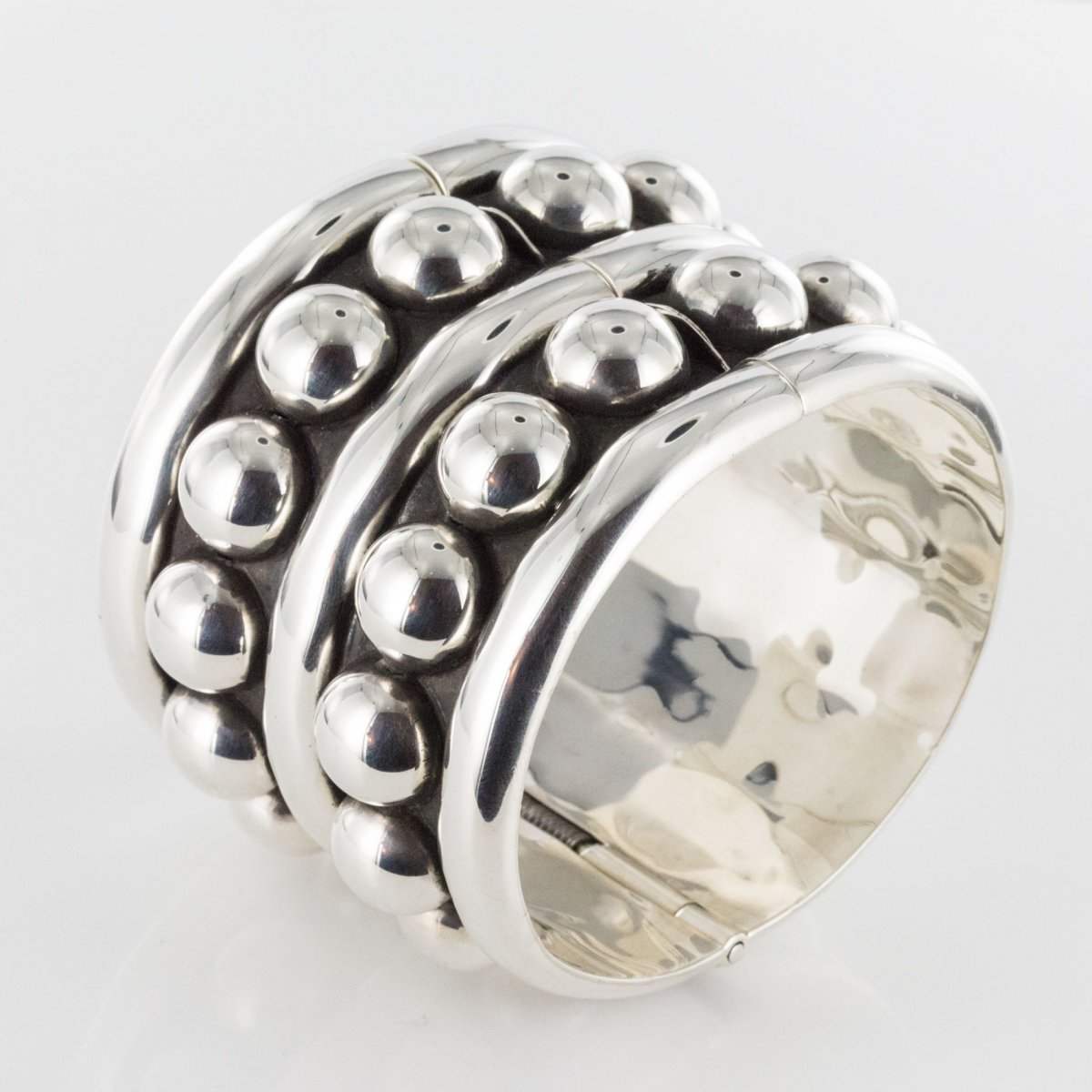 Bracelet Argent Manchette Style Déprès-photo-3