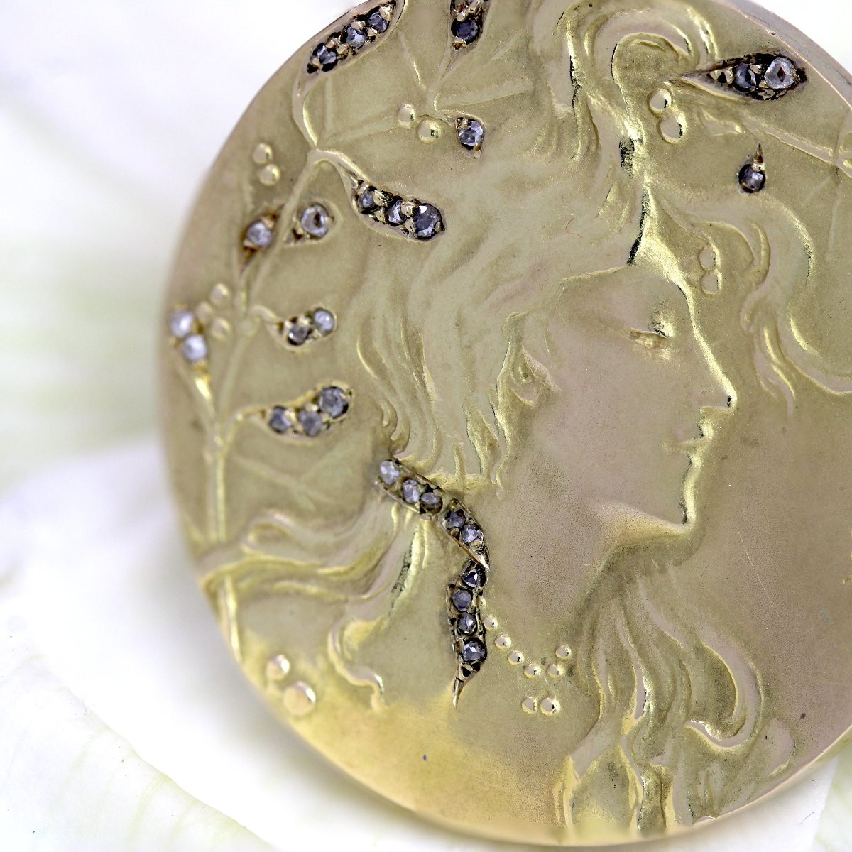 Broche Art Nouveau Or Et Diamants Taillés En Rose-photo-7