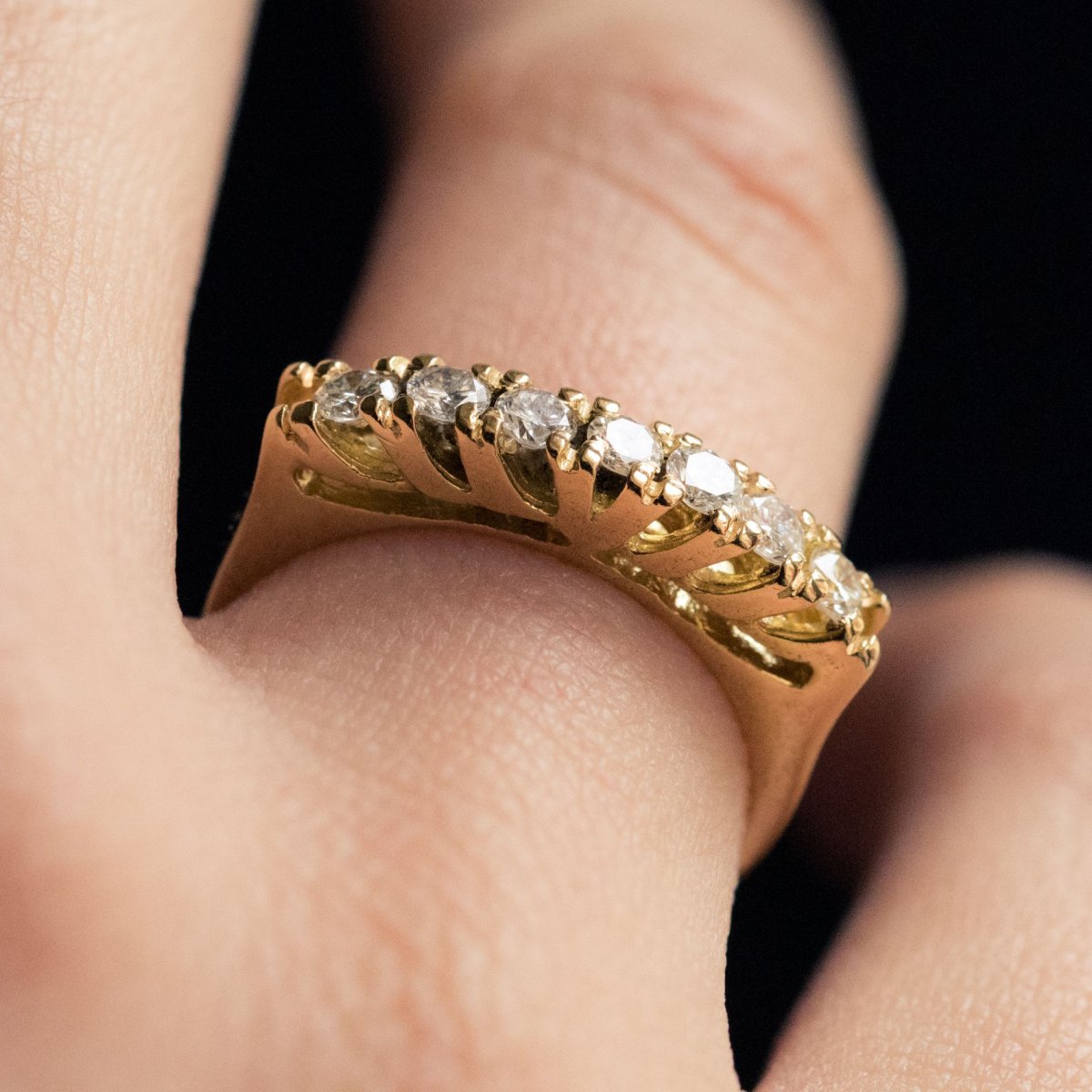 Yellow Gold Diamond Garter Ring-photo-4